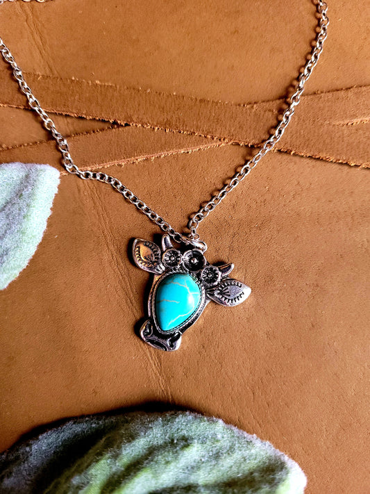STELLA- turquoise cow necklace