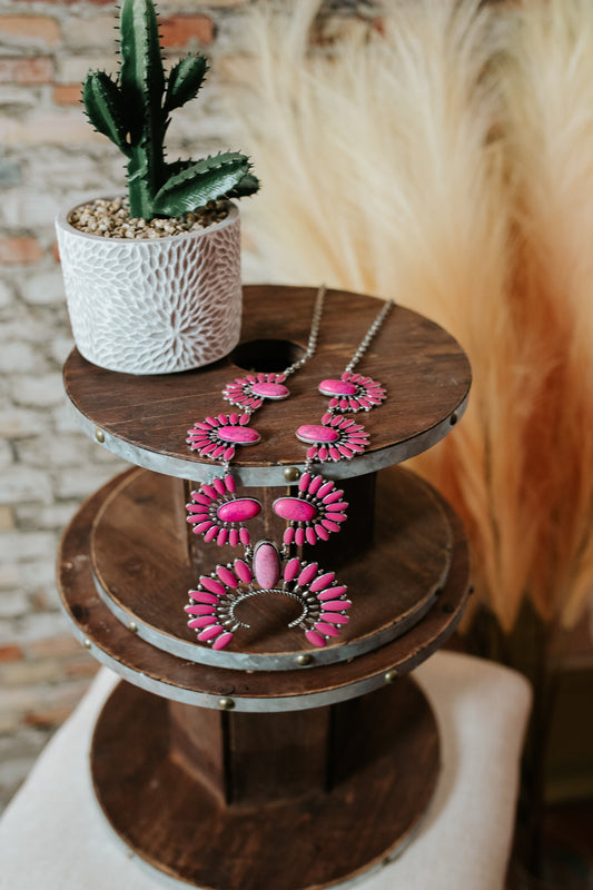 BARB - pink squash blossom necklace